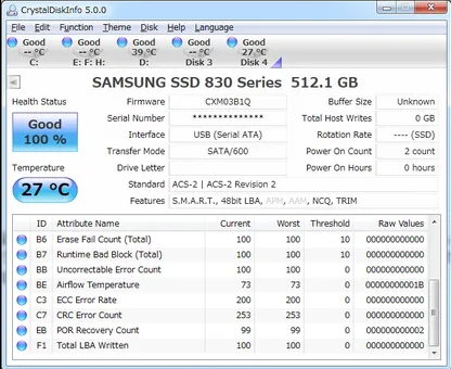 use CrystalDiskInfo to check SSD health