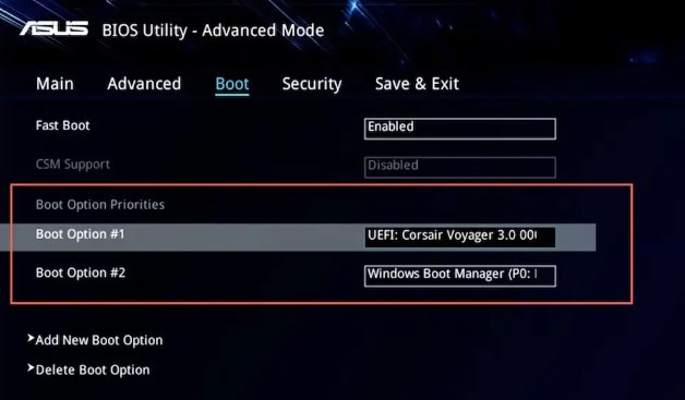 change boot order in UEFI BIOS utility