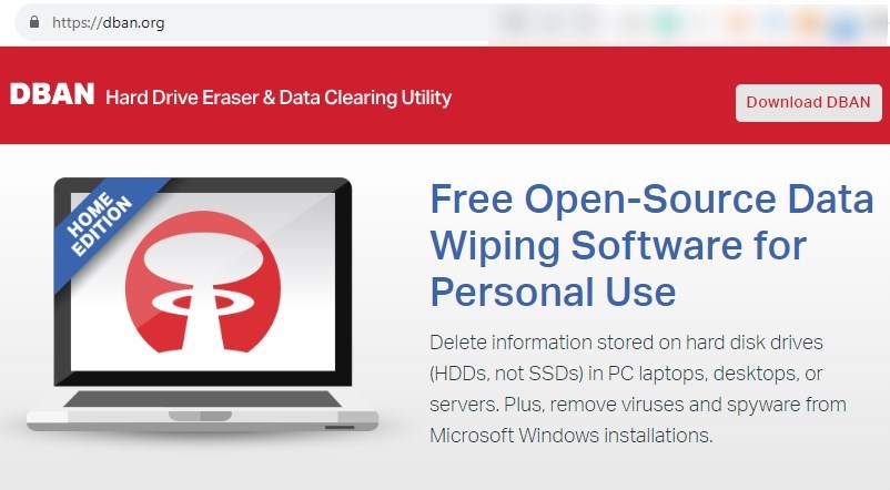 wipe the original HDD using DBAN