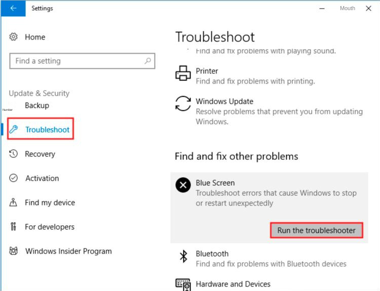 run troubleshooter