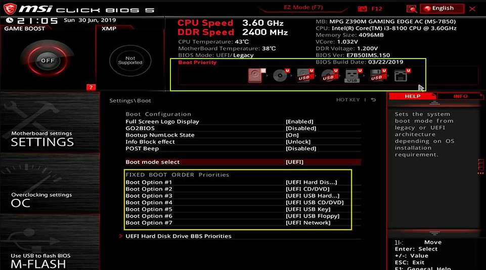 Change boot sequence in BIOS