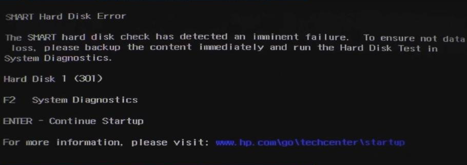 hard drive 301 error