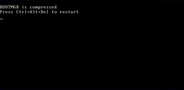 BOOTMGR is compressed error message