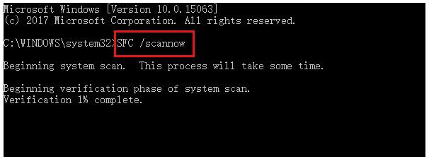 Type sfc /scannow and press Enter