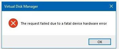 A fatal error message appears on the external hard drive
