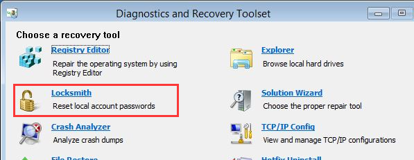 Diagnostics and Recovery Toolset - locksmith