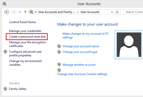 Create a password reset disk