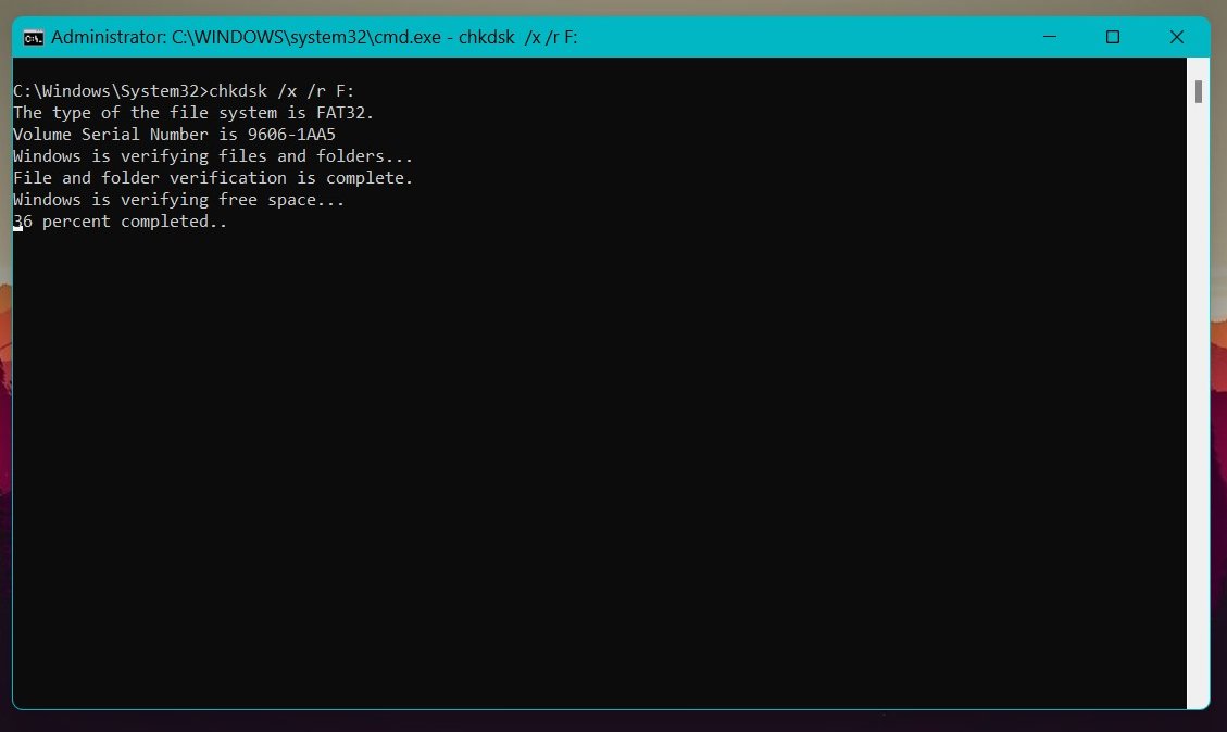 Run Chkdsk using CMD