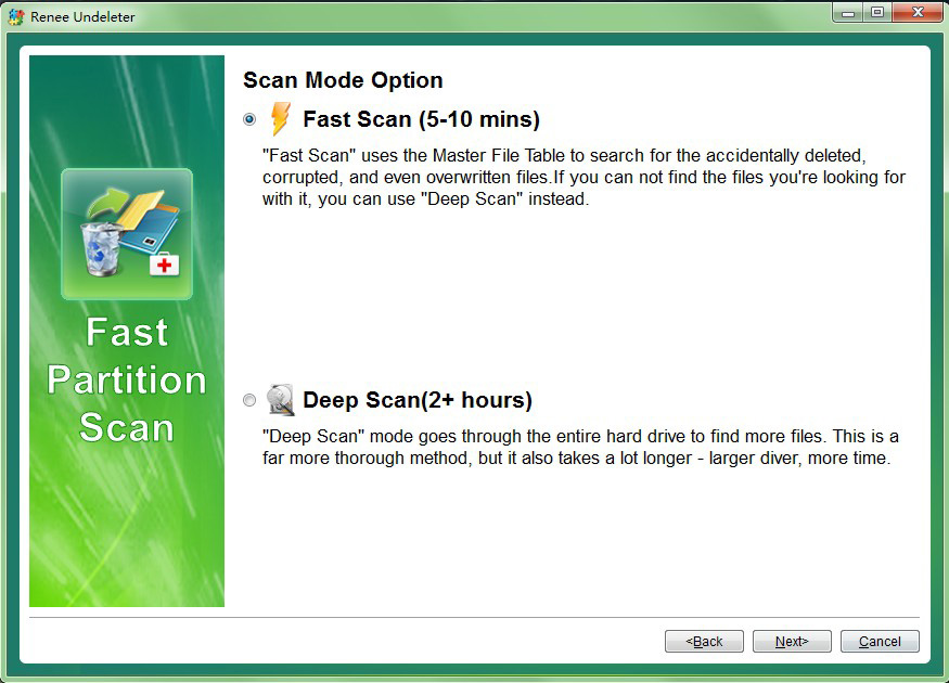 Select Fast scan in Fast Partition Scan