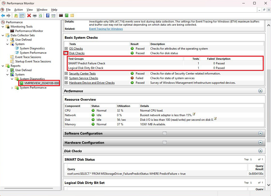 Performance Monitor Check Drive Health