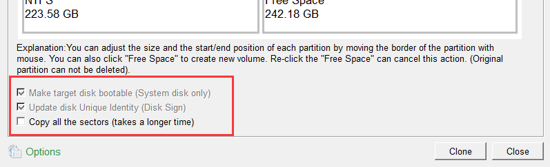 clone hard disk options