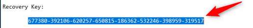 BitLocker recovery key is a unique 48-digit numeric password