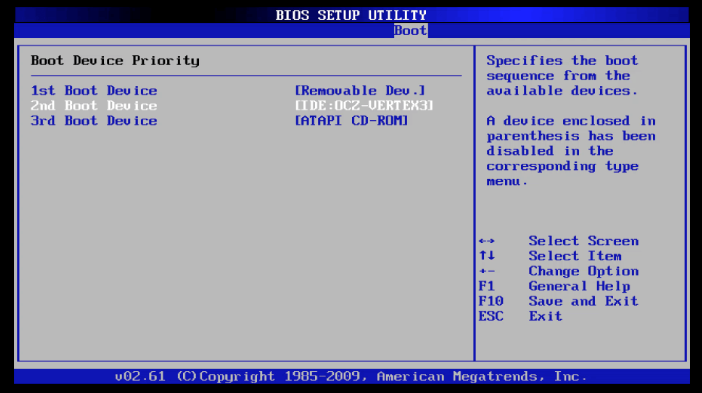 boot order in BIOS