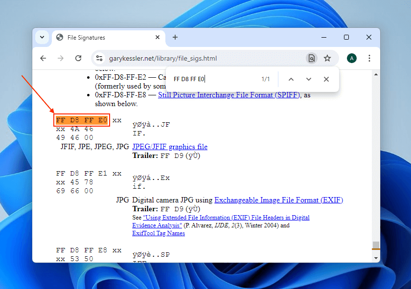 gary kessler's file signatures table