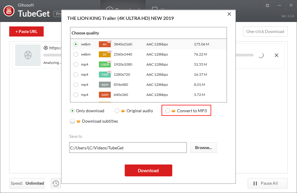 convert youtube link to mp3 320kbps