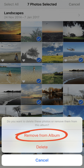 how to delete photos from iphone photo album