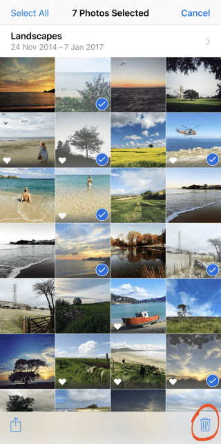 select photos to delete on iphone album