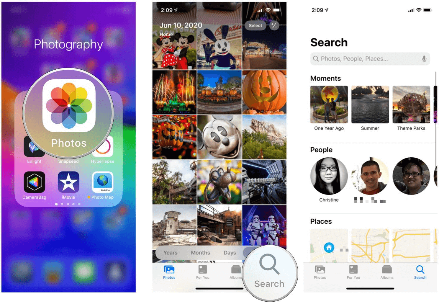 how to search photos in iphone album