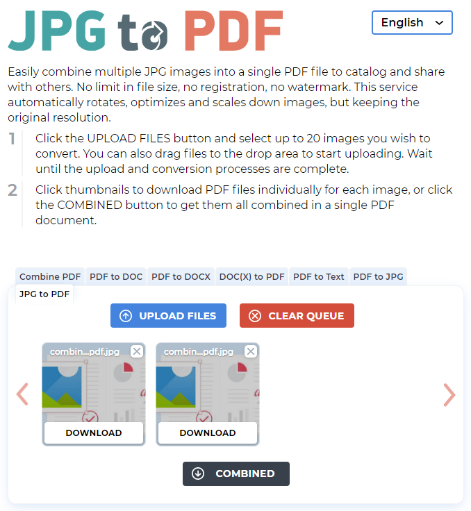 convert and combine images to pdf online