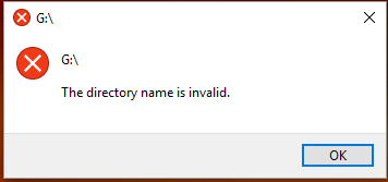 the directory name is invalid