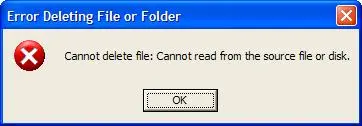 No se puede borrar el archivo No se puede leer el archivo de origen o el prompt del disco