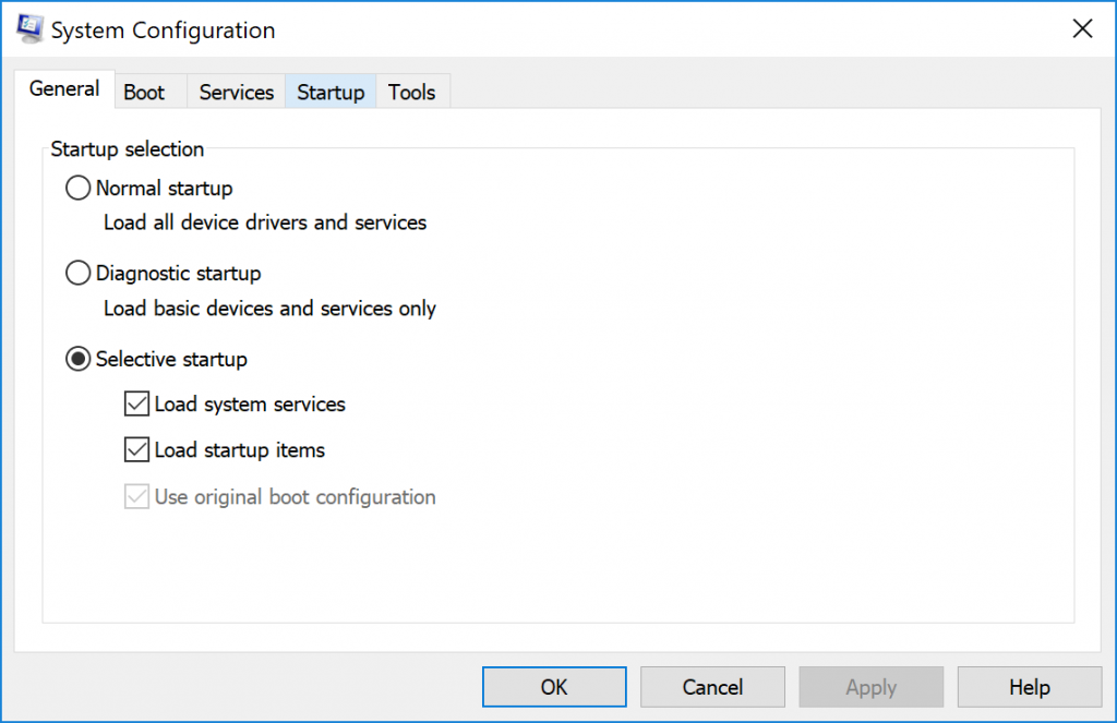 open the System Configuration