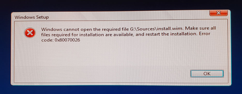 Windows cannot open the required file install.wim You are here: HomeSupportTips Data Recovery