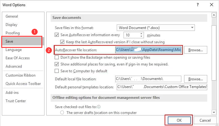 Abrir archivo Word con opciones de autoguardado