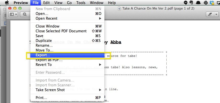 export pdf in mac