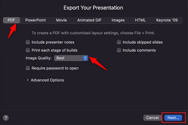 export your presentation PDF