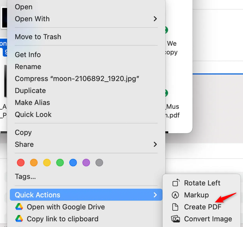 Create PDF with finder