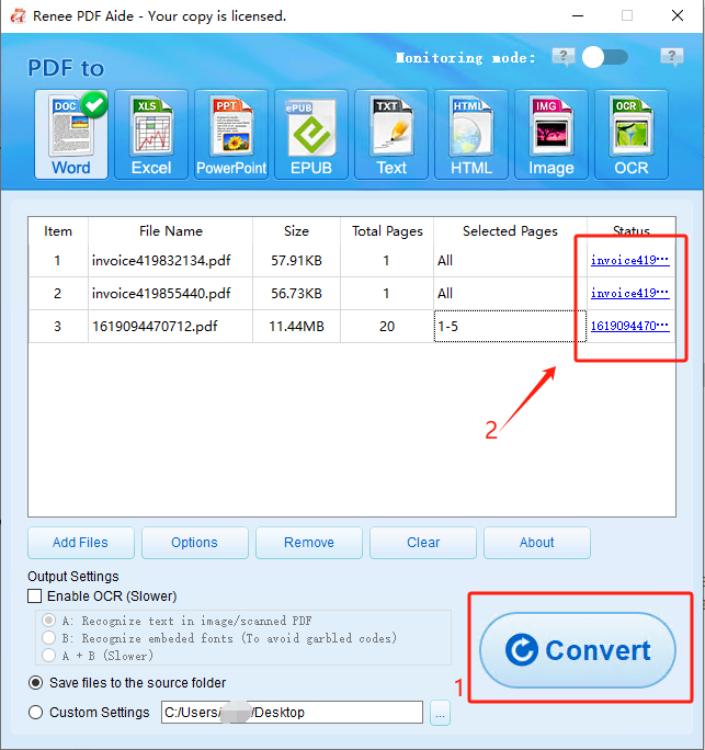 pdf to word convert result