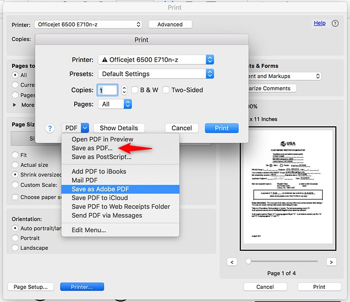 Save as PDF on mac