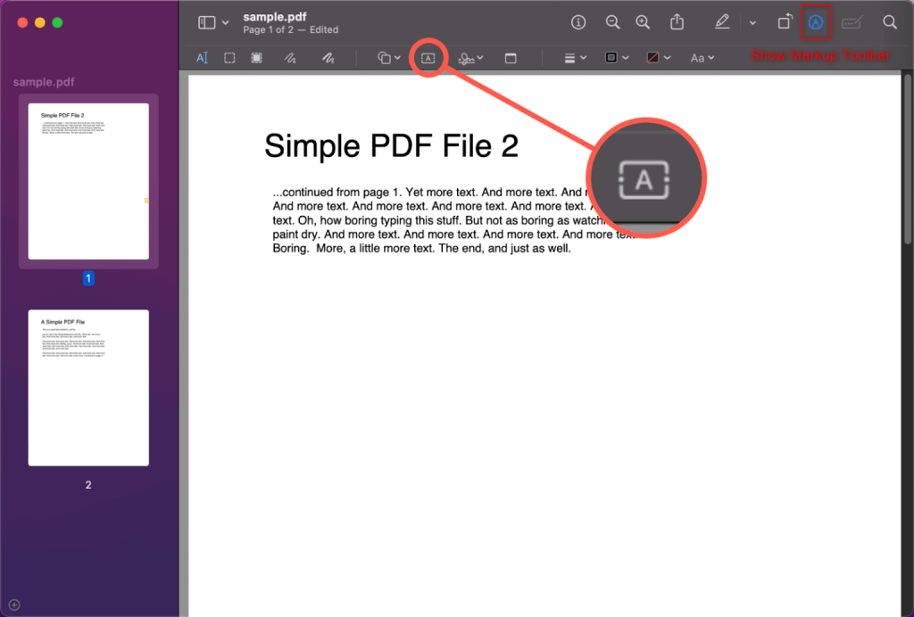 Add text to pdf in mac