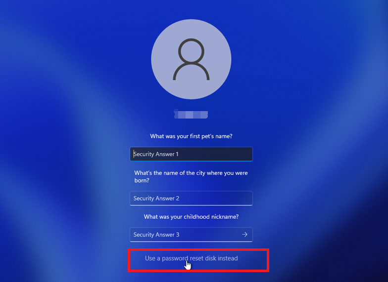 Windows 11 reset password with questions