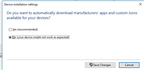 device installation settings