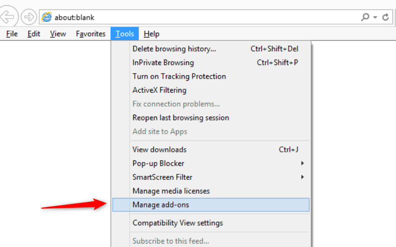 internet explorer manage add ons