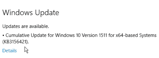 KB3156421 error