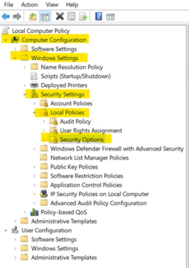 Security options group policy