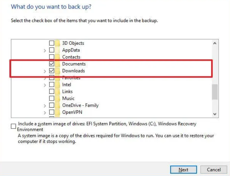 Windows backup