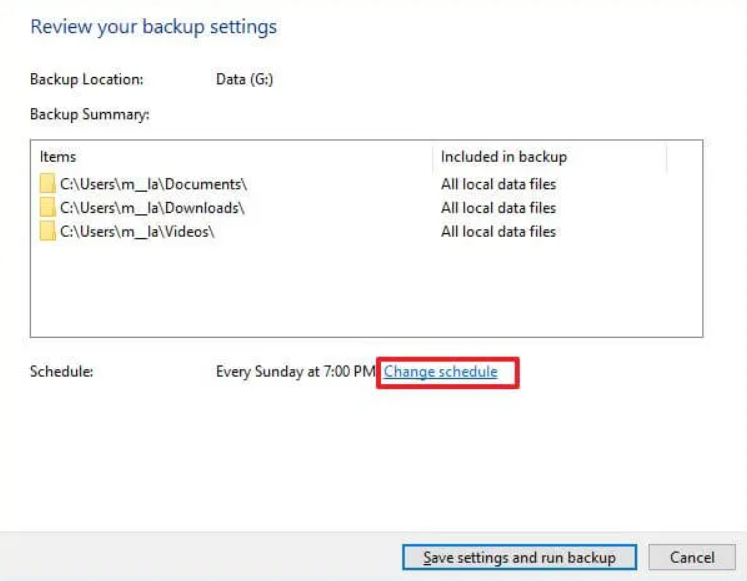 Windows backup