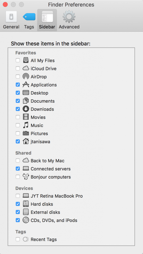 Finder preference in Mac